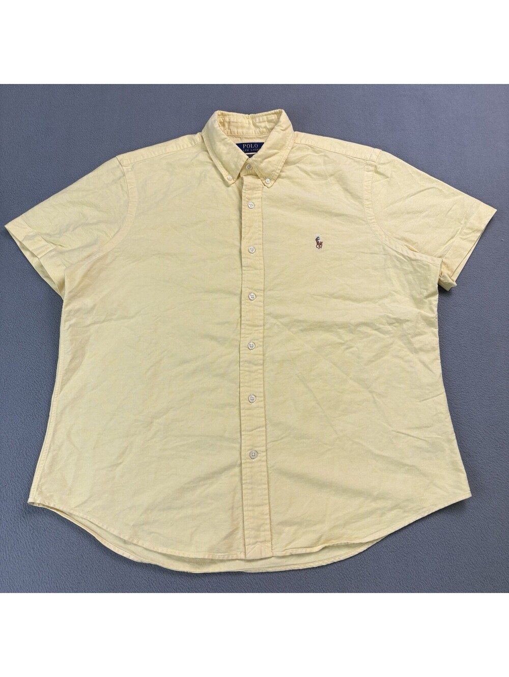 Polo Ralph Lauren Button Up Shirt Size Large Yellow Flesh Pony